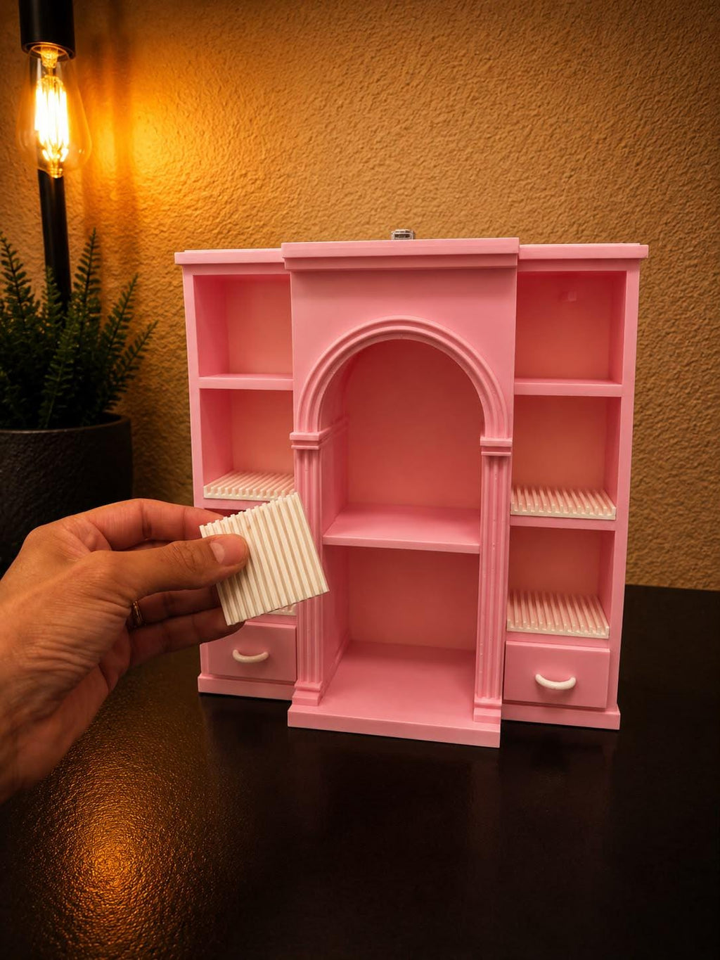 Pink Vinyl Collection Shelf with 4 disco holders (Items not included)