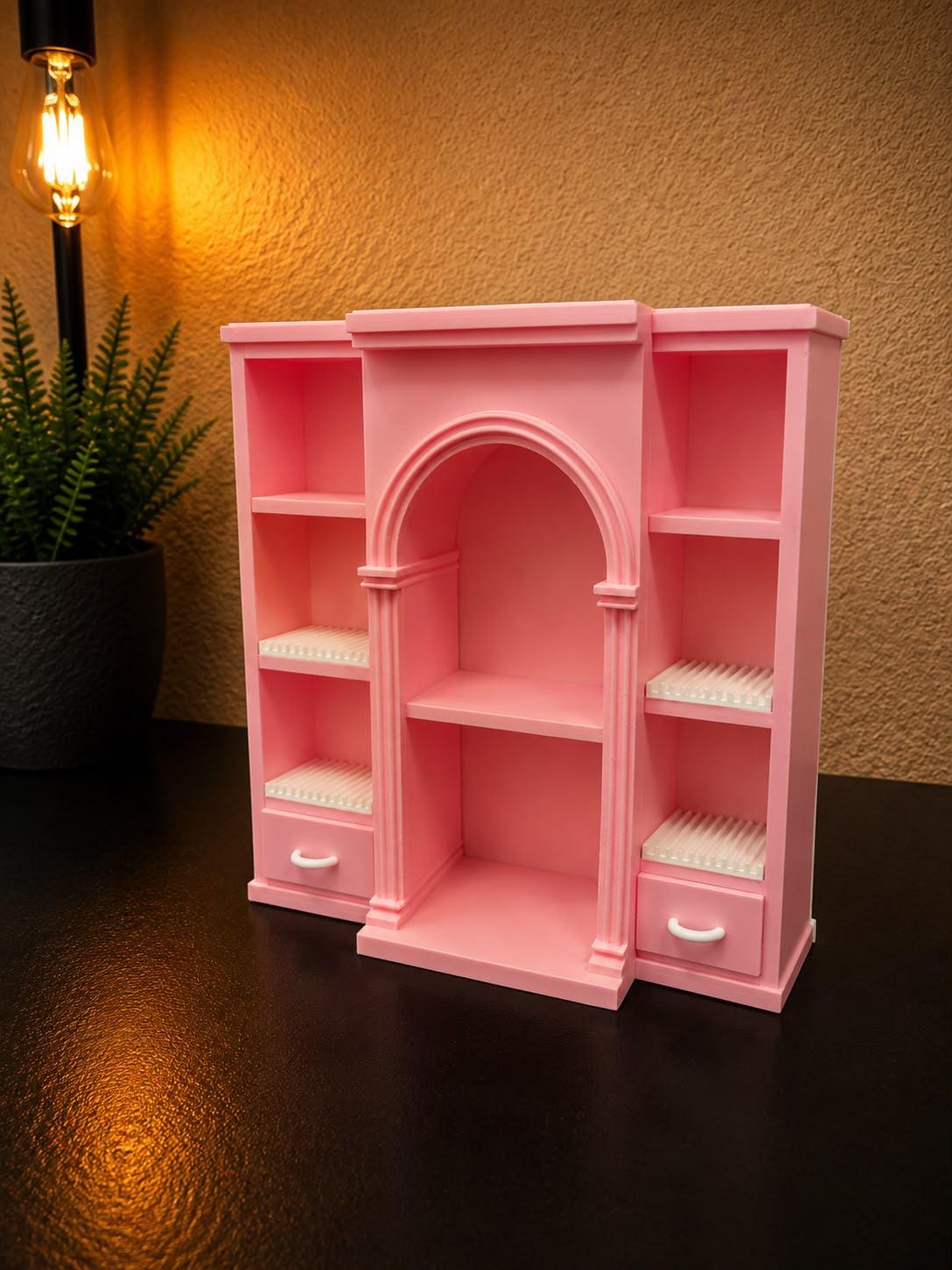 Pink Vinyl Collection Shelf with 4 disco holders (Items not included)