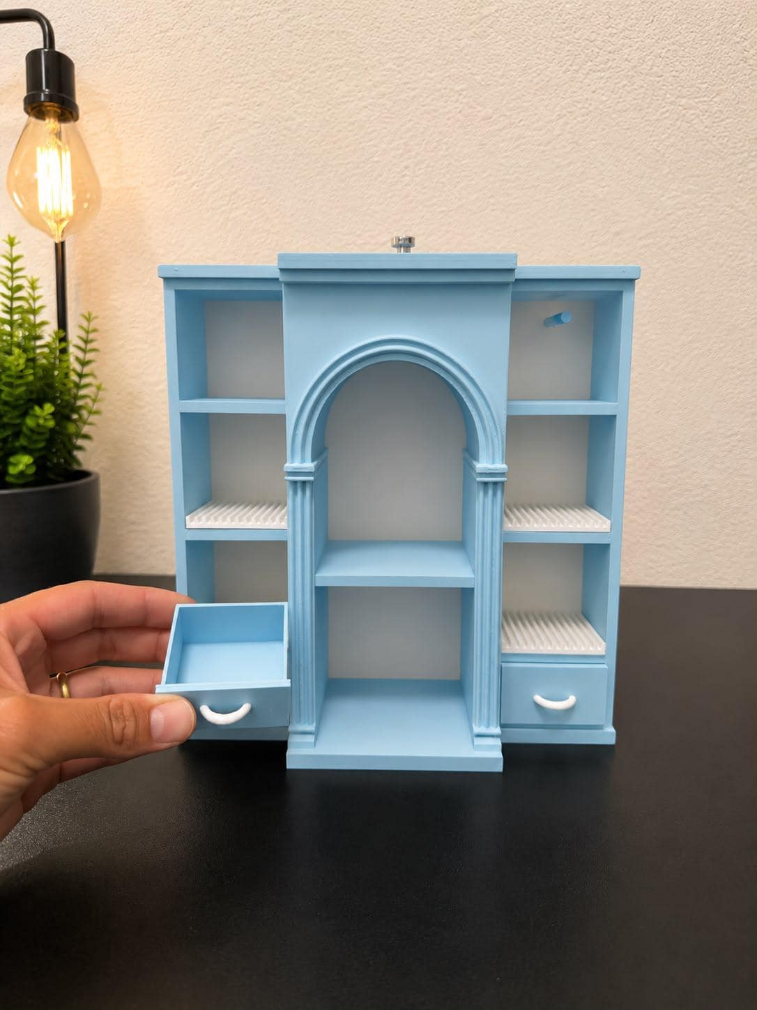 Blue Vinyl Collection Shelf with 4 disco holders (Items not included)