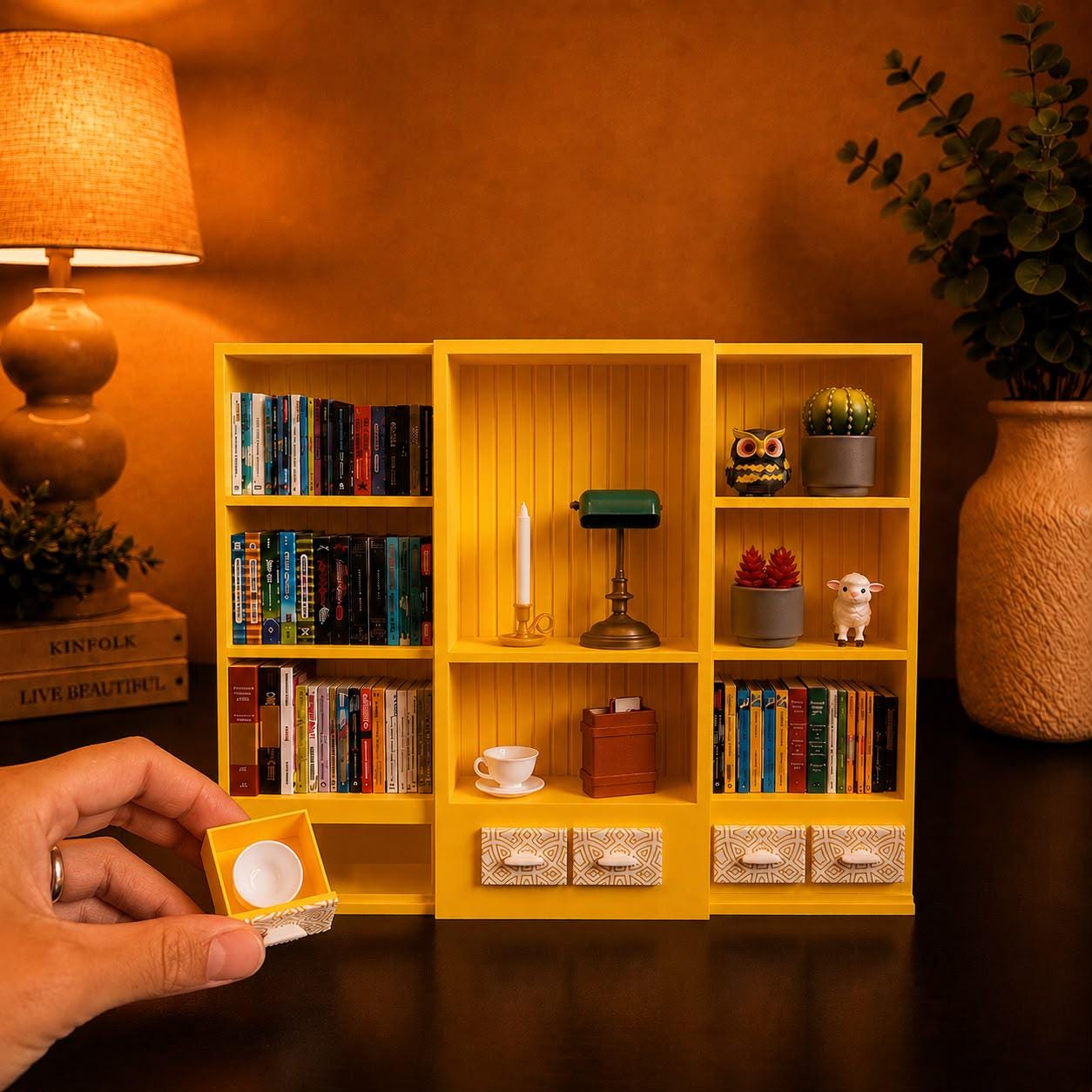 Yellow Mini Bookshelf (Items not included)