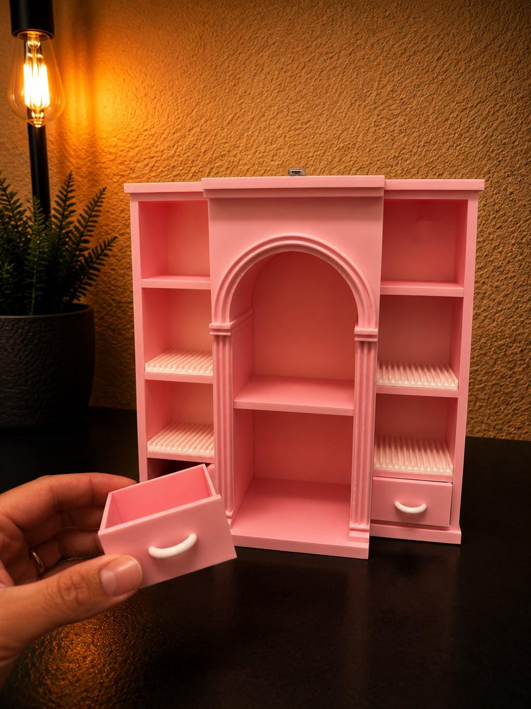 Pink Vinyl Collection Shelf with 4 disco holders (Items not included)