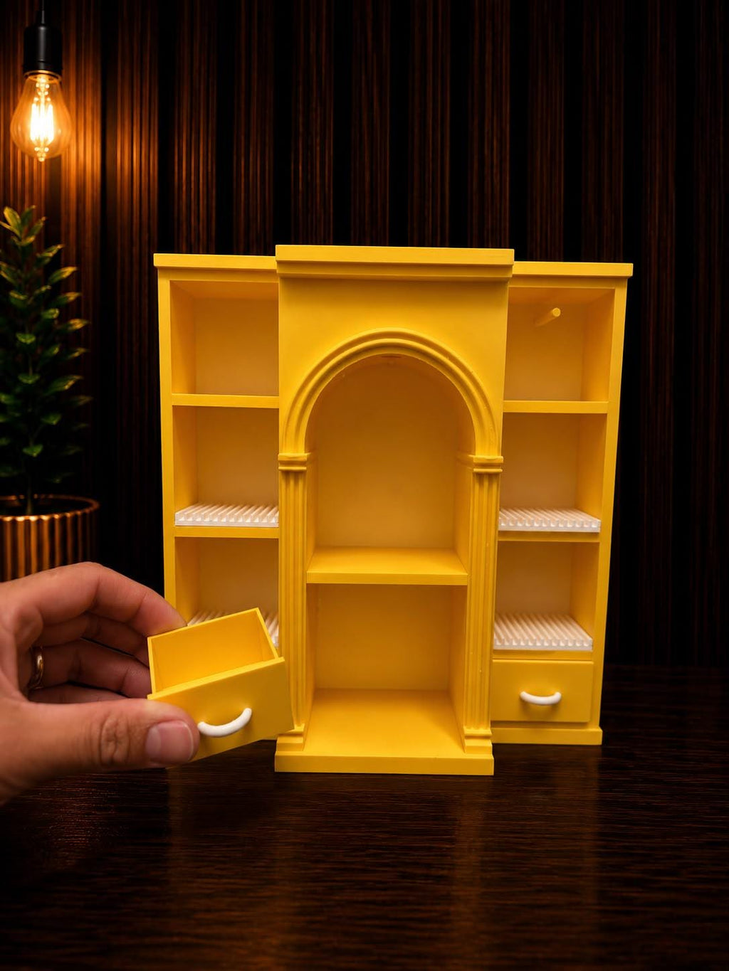 Yellow Vinyl Collection Shelf with 4 disco holders (Items not included)